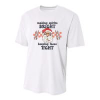 Making Spirits Bright Keeping Faces Tight Nurse Christmas Youth Performance Sprint T-Shirt