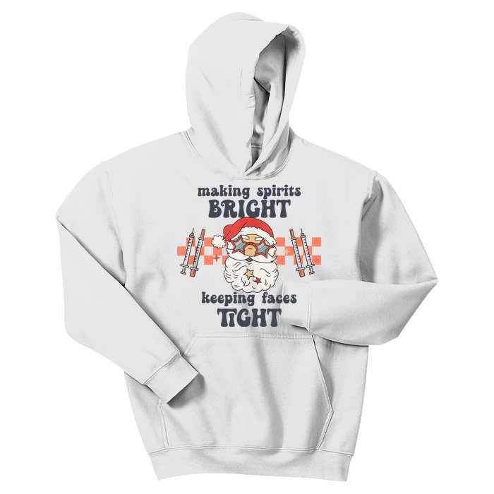 Making Spirits Bright Keeping Faces Tight Nurse Christmas Kids Hoodie