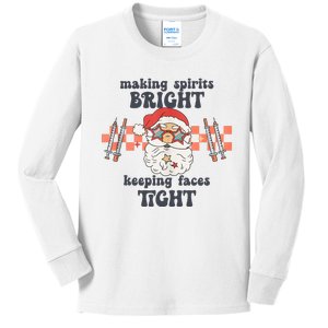 Making Spirits Bright Keeping Faces Tight Nurse Christmas Kids Long Sleeve Shirt