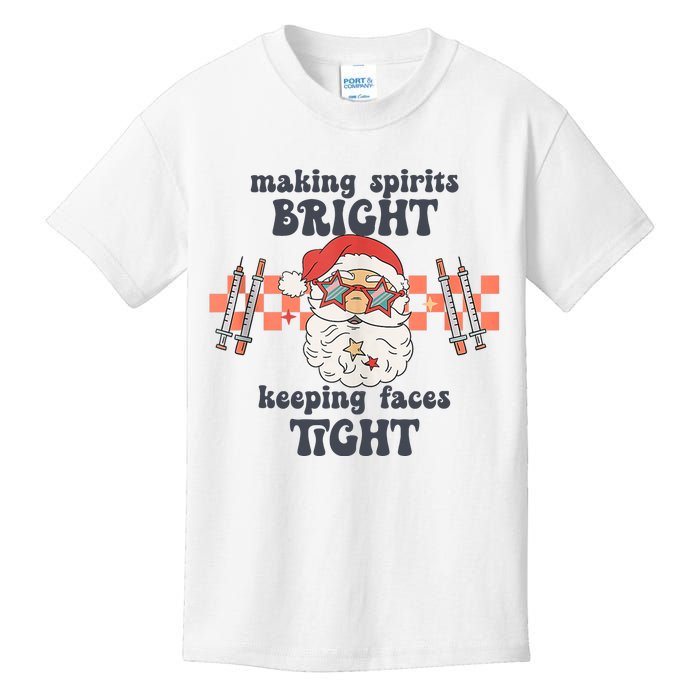 Making Spirits Bright Keeping Faces Tight Nurse Christmas Kids T-Shirt