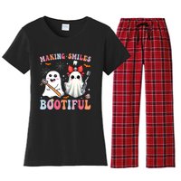 Making Smiles Bootiful Dentist Funny Halloween Ghost Dental Women's Flannel Pajama Set