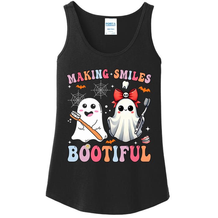 Making Smiles Bootiful Dentist Funny Halloween Ghost Dental Ladies Essential Tank