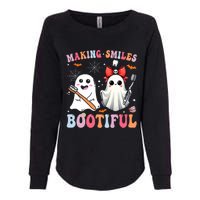 Making Smiles Bootiful Dentist Funny Halloween Ghost Dental Womens California Wash Sweatshirt