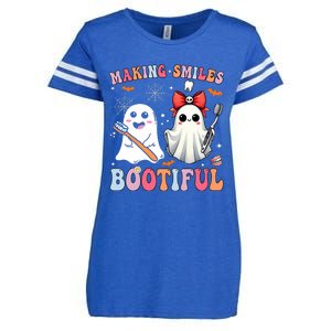 Making Smiles Bootiful Dentist Funny Halloween Ghost Dental Enza Ladies Jersey Football T-Shirt