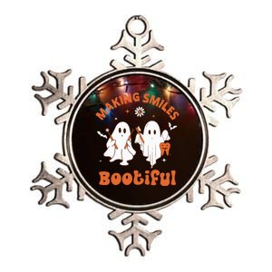 Making Smiles Bootiful Funny Ghost Dentist Halloween Dental Metallic Star Ornament