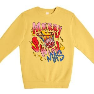 Merry Swishmas Basketball Premium Crewneck Sweatshirt