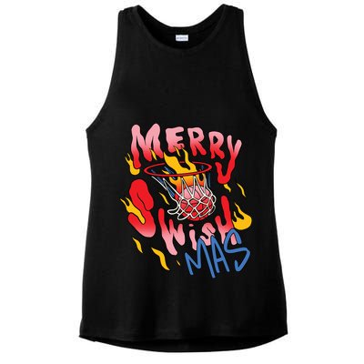Merry Swishmas Basketball Ladies PosiCharge Tri-Blend Wicking Tank