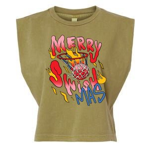 Merry Swishmas Basketball Garment-Dyed Women's Muscle Tee