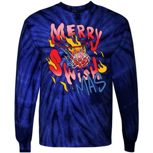 Merry Swishmas Basketball Tie-Dye Long Sleeve Shirt