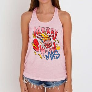 Merry Swishmas Basketball Women's Knotted Racerback Tank