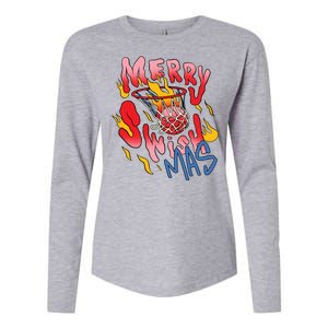 Merry Swishmas Basketball Womens Cotton Relaxed Long Sleeve T-Shirt