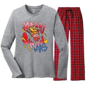 Merry Swishmas Basketball Women's Long Sleeve Flannel Pajama Set 