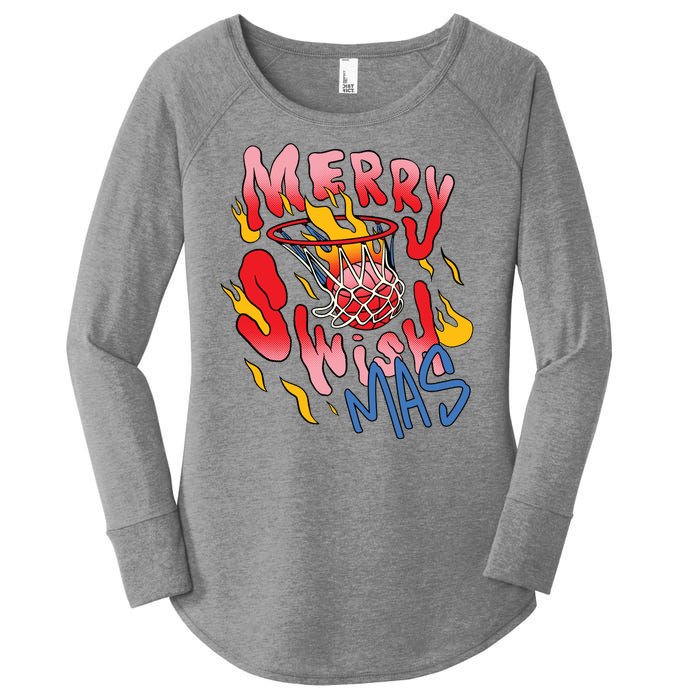 Merry Swishmas Basketball Women's Perfect Tri Tunic Long Sleeve Shirt