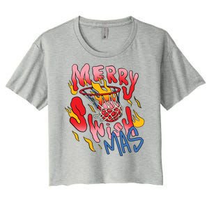 Merry Swishmas Basketball Women's Crop Top Tee