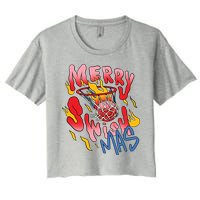 Merry Swishmas Basketball Women's Crop Top Tee