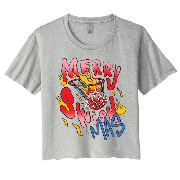 Merry Swishmas Basketball Women's Crop Top Tee