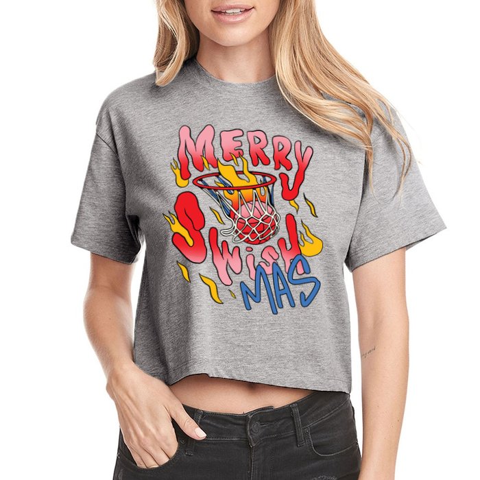 Merry Swishmas Basketball Women's Crop Top Tee