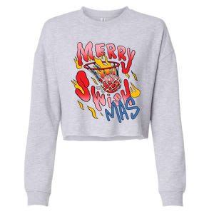 Merry Swishmas Basketball Cropped Pullover Crew