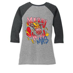 Merry Swishmas Basketball Women's Tri-Blend 3/4-Sleeve Raglan Shirt