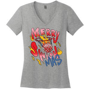 Merry Swishmas Basketball Women's V-Neck T-Shirt