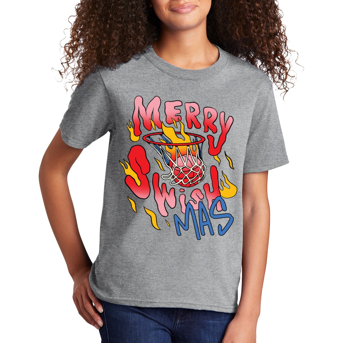 Merry Swishmas Basketball Kids T-Shirt