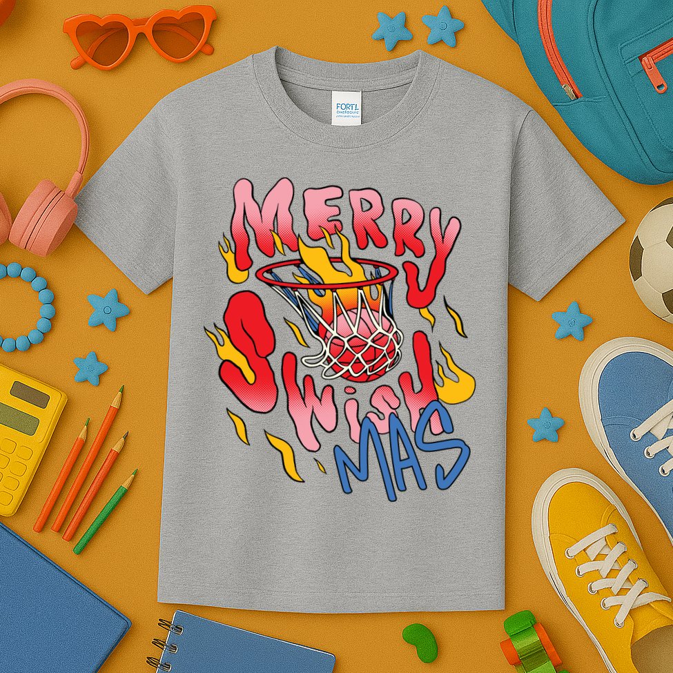 Merry Swishmas Basketball Kids T-Shirt