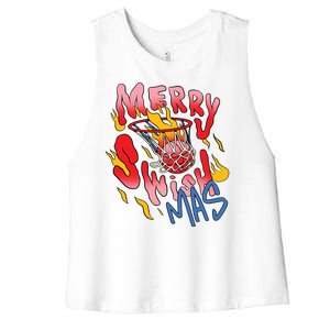 Merry Swishmas Basketball Women's Racerback Cropped Tank