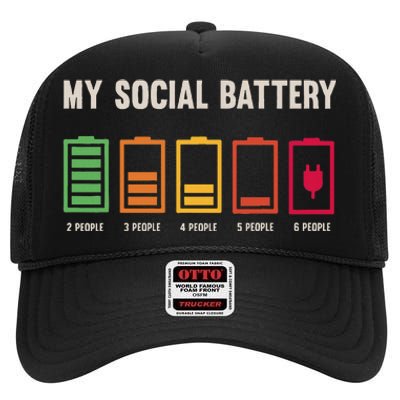 My Social Battery Low Energy Anti Social Introvert High Crown Mesh Back Trucker Hat