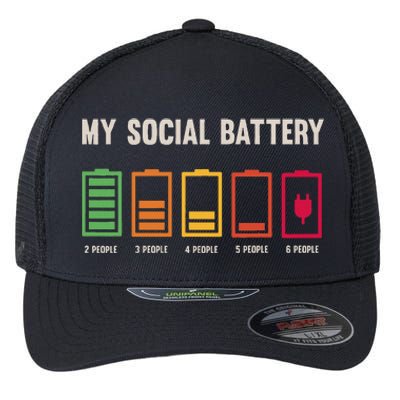 My Social Battery Low Energy Anti Social Introvert Flexfit Unipanel Trucker Cap