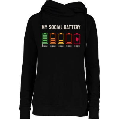 My Social Battery Low Energy Anti Social Introvert Womens Funnel Neck Pullover Hood