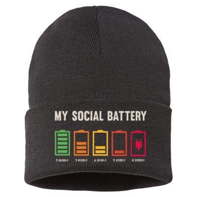 My Social Battery Low Energy Anti Social Introvert Sustainable Knit Beanie