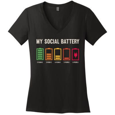 My Social Battery Low Energy Anti Social Introvert Women's V-Neck T-Shirt