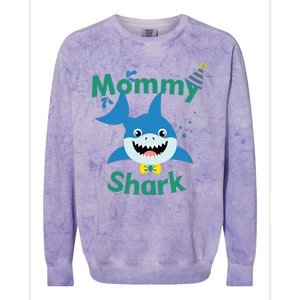 Mommy Shark Birthday Party Matching Family Colorblast Crewneck Sweatshirt