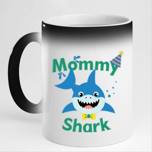 Mommy Shark Birthday Party Matching Family 11oz Black Color Changing Mug