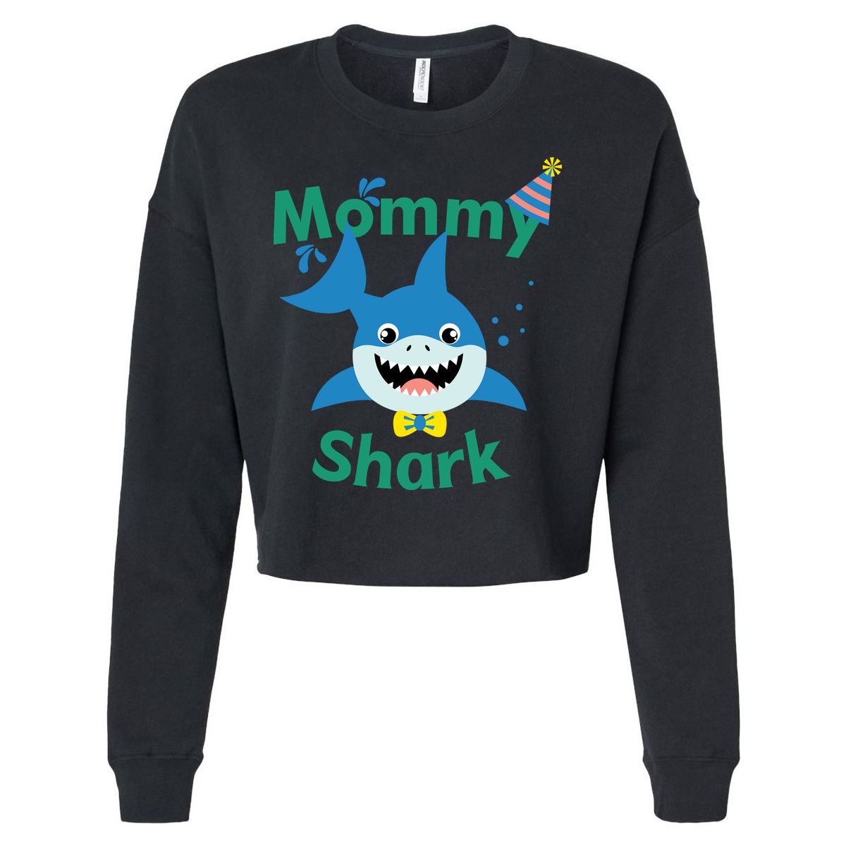 Mommy Shark Birthday Party Matching Family Cropped Pullover Crew