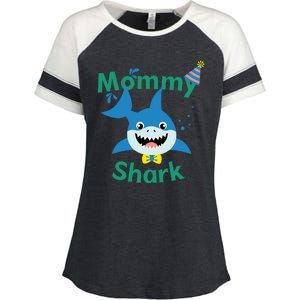 Mommy Shark Birthday Party Matching Family Enza Ladies Jersey Colorblock Tee