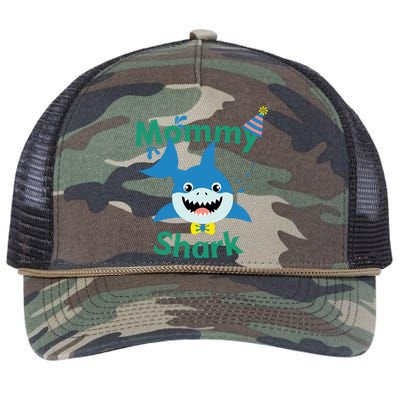 Mommy Shark Birthday Party Matching Family Retro Rope Trucker Hat Cap