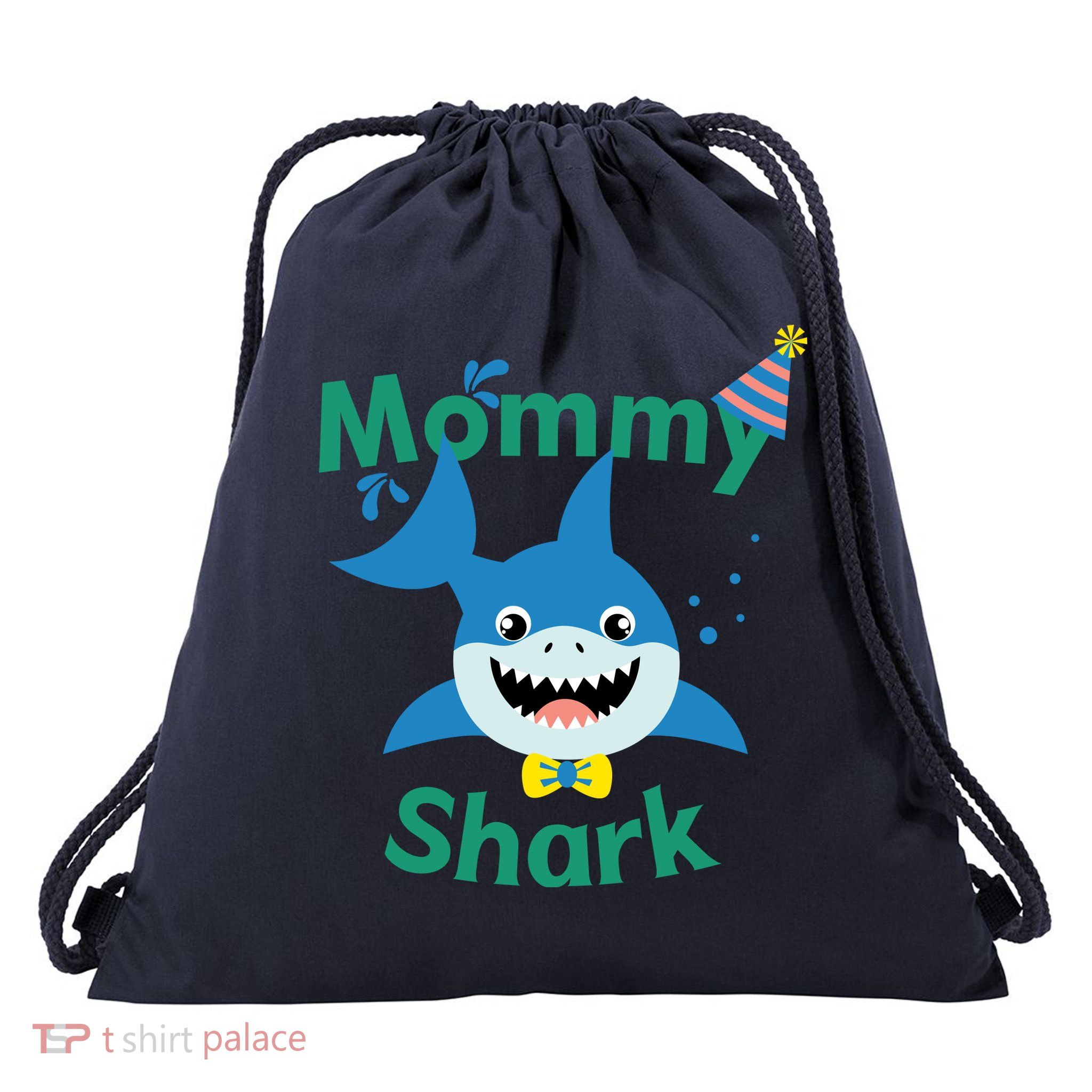 Mommy Shark Birthday Party Matching Family Drawstring Bag