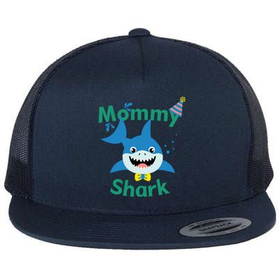 Mommy Shark Birthday Party Matching Family Flat Bill Trucker Hat