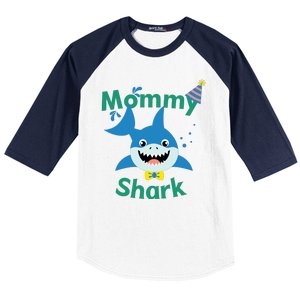 Mommy Shark Birthday Party Matching Family Baseball Sleeve Shirt