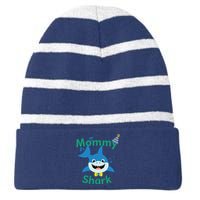 Mommy Shark Birthday Party Matching Family Striped Beanie with Solid Band