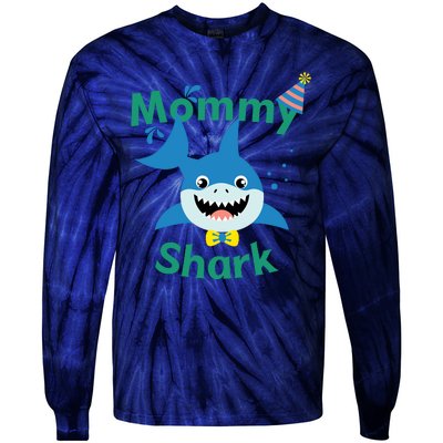 Mommy Shark Birthday Party Matching Family Tie-Dye Long Sleeve Shirt