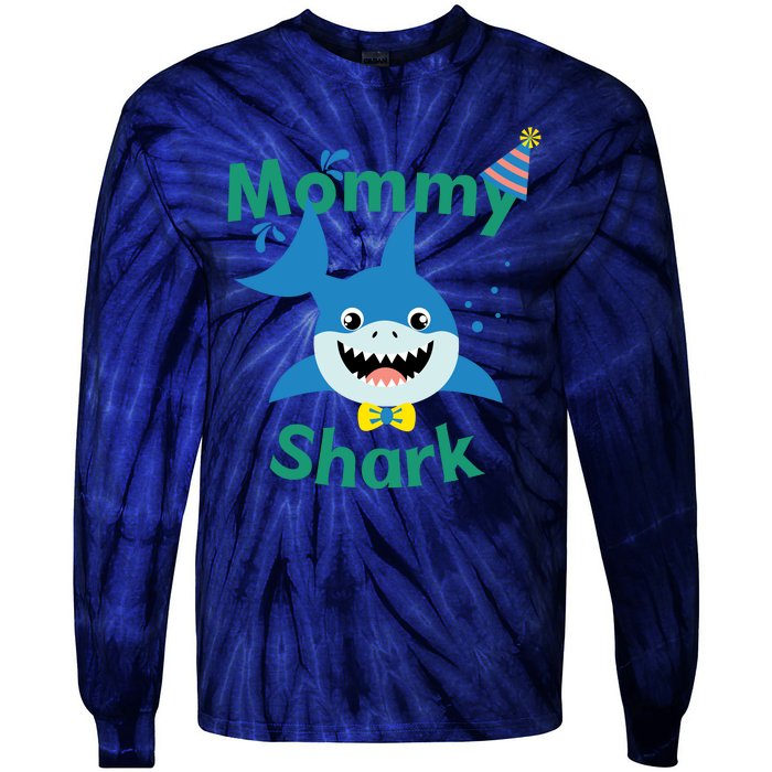 Mommy Shark Birthday Party Matching Family Tie-Dye Long Sleeve Shirt