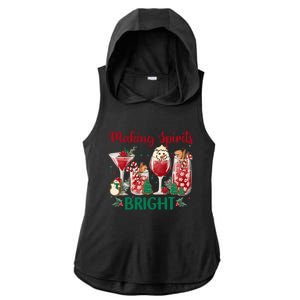 Making Spirits Bright Christmas Cocktails Wine Christmas Funny Gift Ladies PosiCharge Tri-Blend Wicking Draft Hoodie Tank