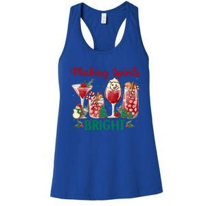 Making Spirits Bright Christmas Cocktails Wine Christmas Funny Gift Women's Racerback Tank