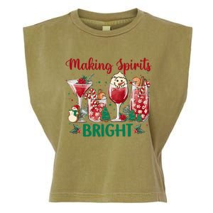 Making Spirits Bright Christmas Cocktails Wine Christmas Funny Gift Garment-Dyed Women's Muscle Tee