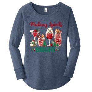 Making Spirits Bright Christmas Cocktails Wine Christmas Funny Gift Women's Perfect Tri Tunic Long Sleeve Shirt