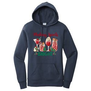 Making Spirits Bright Christmas Cocktails Wine Christmas Funny Gift Women's Pullover Hoodie