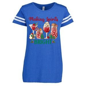 Making Spirits Bright Christmas Cocktails Wine Christmas Funny Gift Enza Ladies Jersey Football T-Shirt