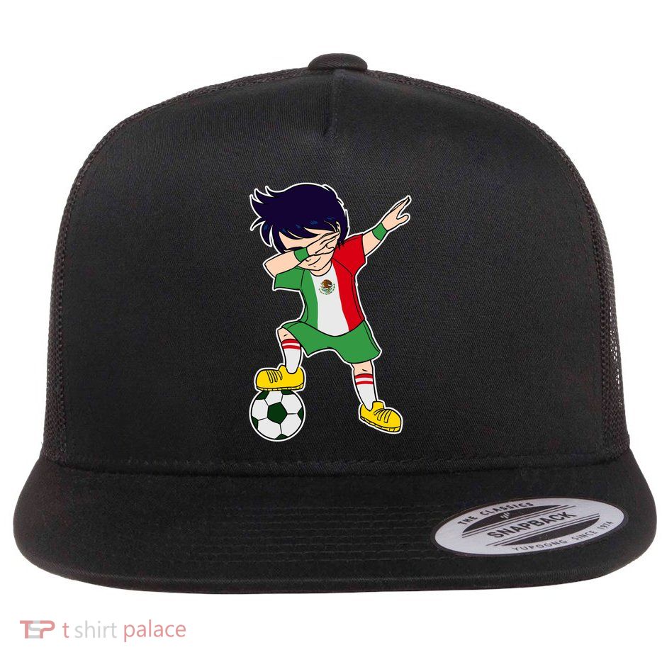 Mexican Dabbing Soccer Boy Mexico Flat Bill Trucker Hat